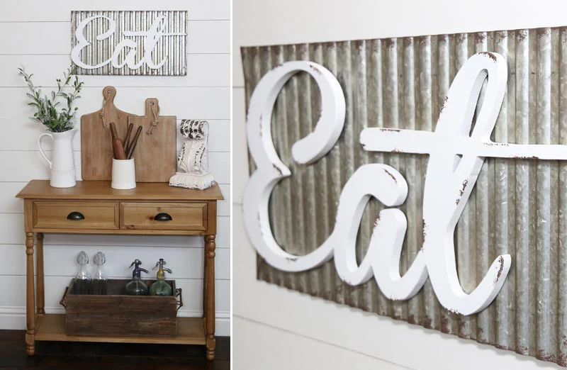Corrugated Metal Eat Sign