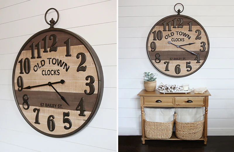 *HUUUGE* Wood Clock With Metal Numbers