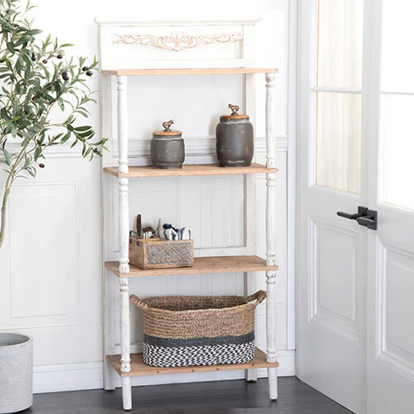 Carved Wooden Cottage Shelving Unit