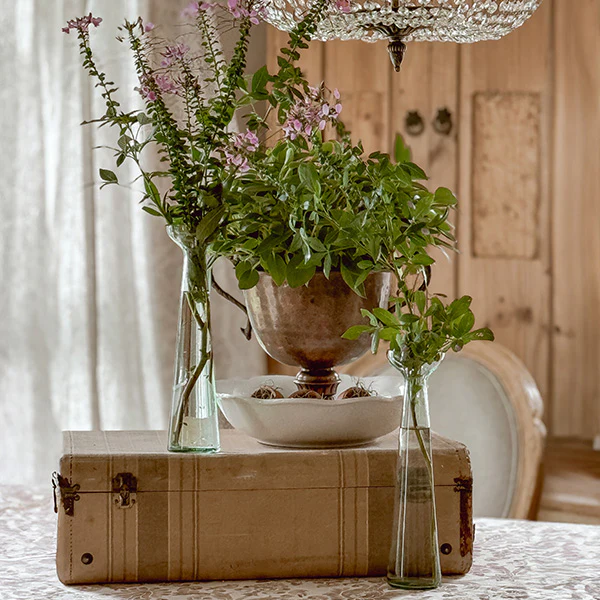 Recycled Glass Trumpet Vases,  Set of 2