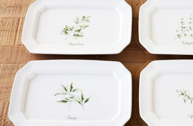 Herbal Print Platters  Set of 4